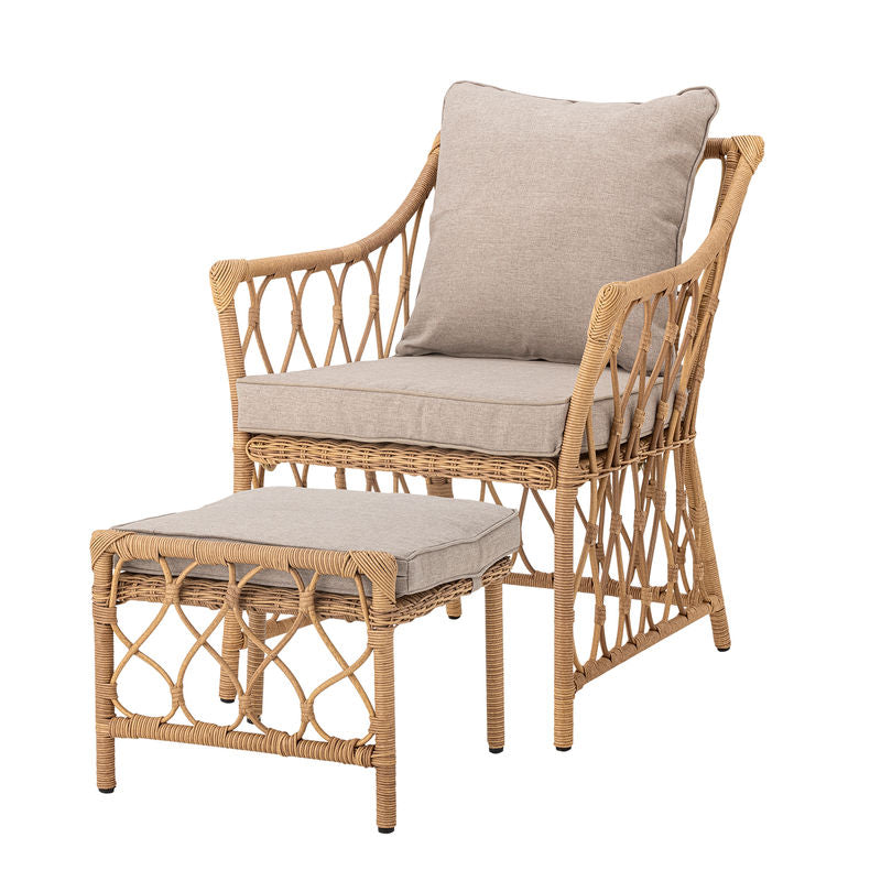 Bloomingville Belluce Loungestoel met voetenbank, naturel
