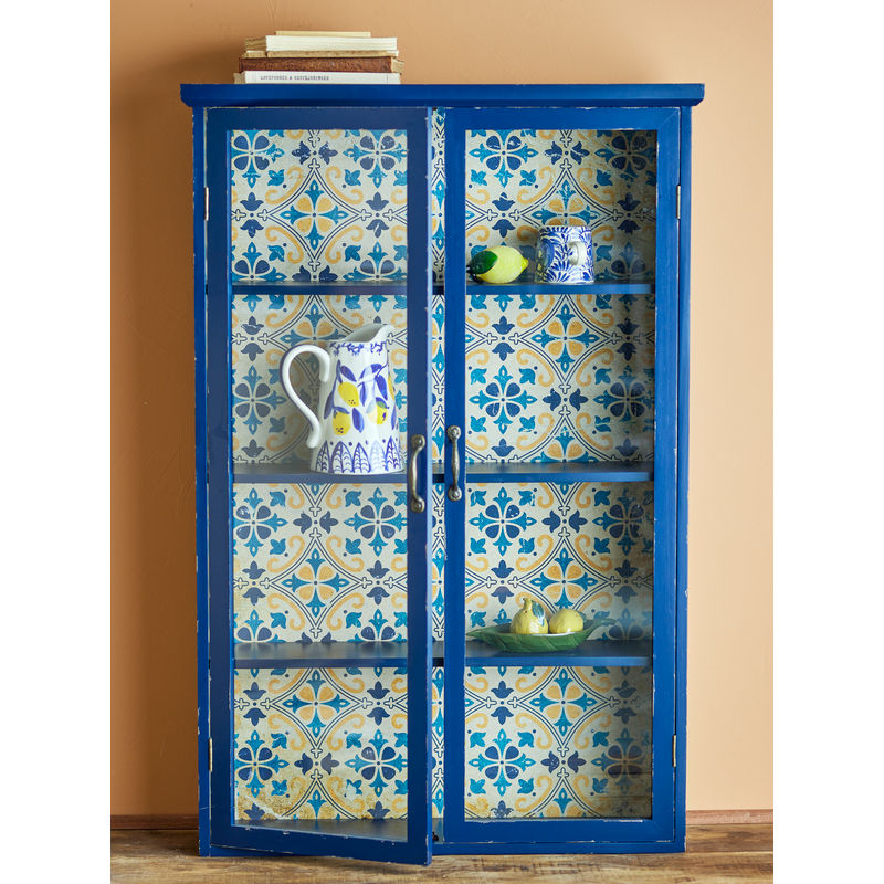 Creative Collection Hazem Schrank, blau, Holz, Glas