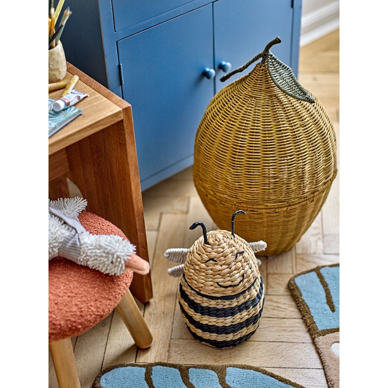 Bloomingville MINI Sage Korb mit Deckel, Gelb, Rattan