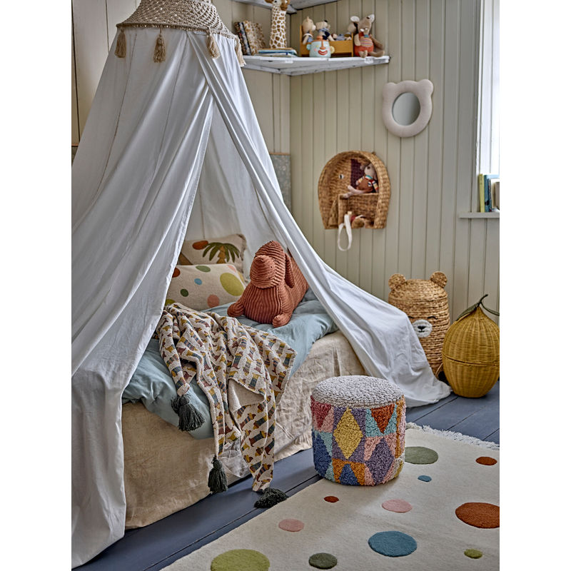 Bloomingville MINI Miaki Pouf, Grau, Baumwolle