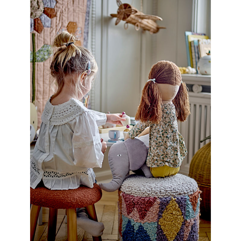Bloomingville MINI Miaki Pouf, Grau, Baumwolle