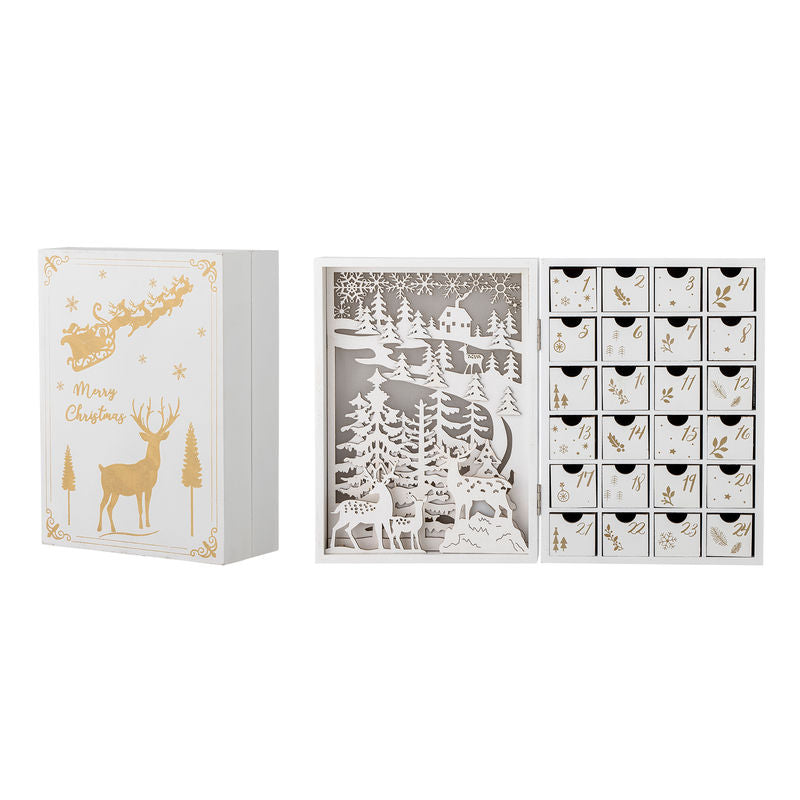 Calendrier Elimar de Bloomingville avec éclairage, Blanc, Contreplaqué