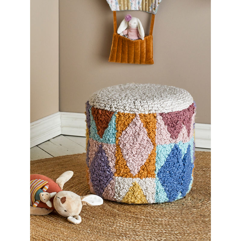 Bloomingville MINI Miaki Pouf, Grau, Baumwolle