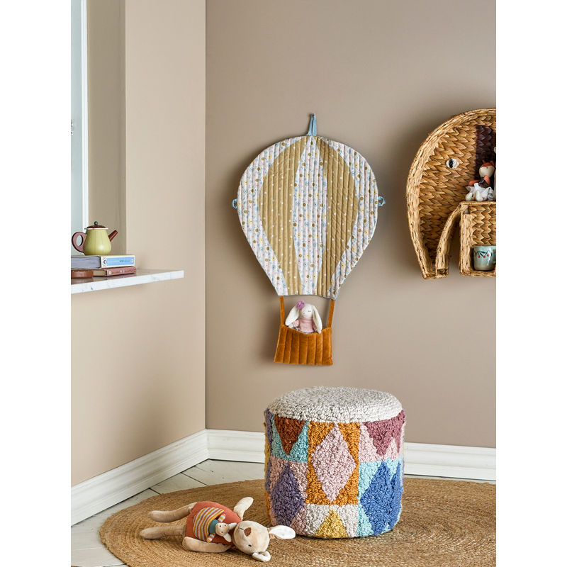 Bloomingville MINI Miaki Pouf, Grau, Baumwolle