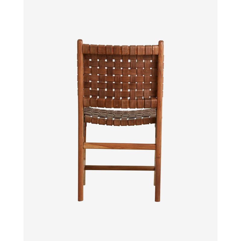 Silla de comedor Nordal Aya, cuero marrón, madera