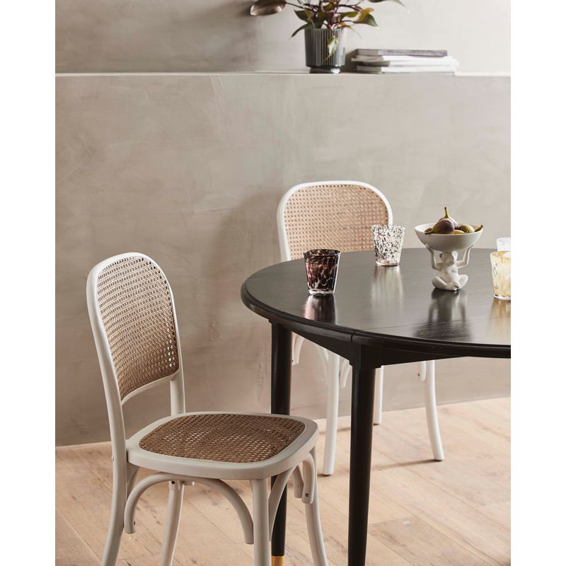 Chaise Nordal Wicky, blanche, rotin, bois