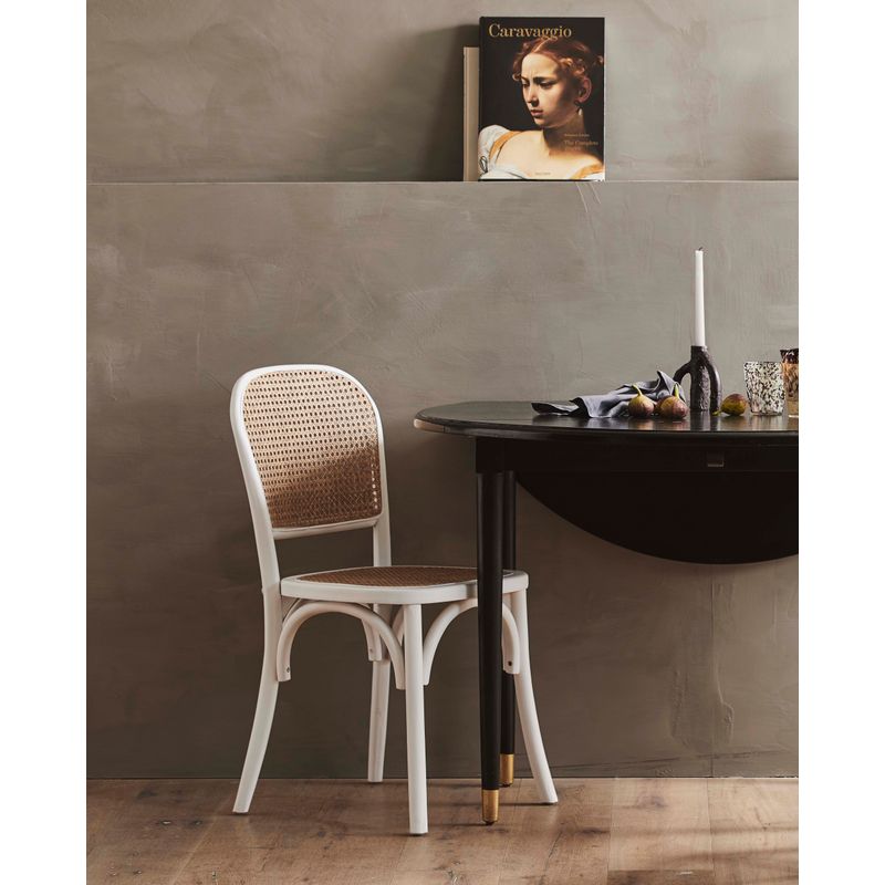 Chaise Nordal Wicky, blanche, rotin, bois