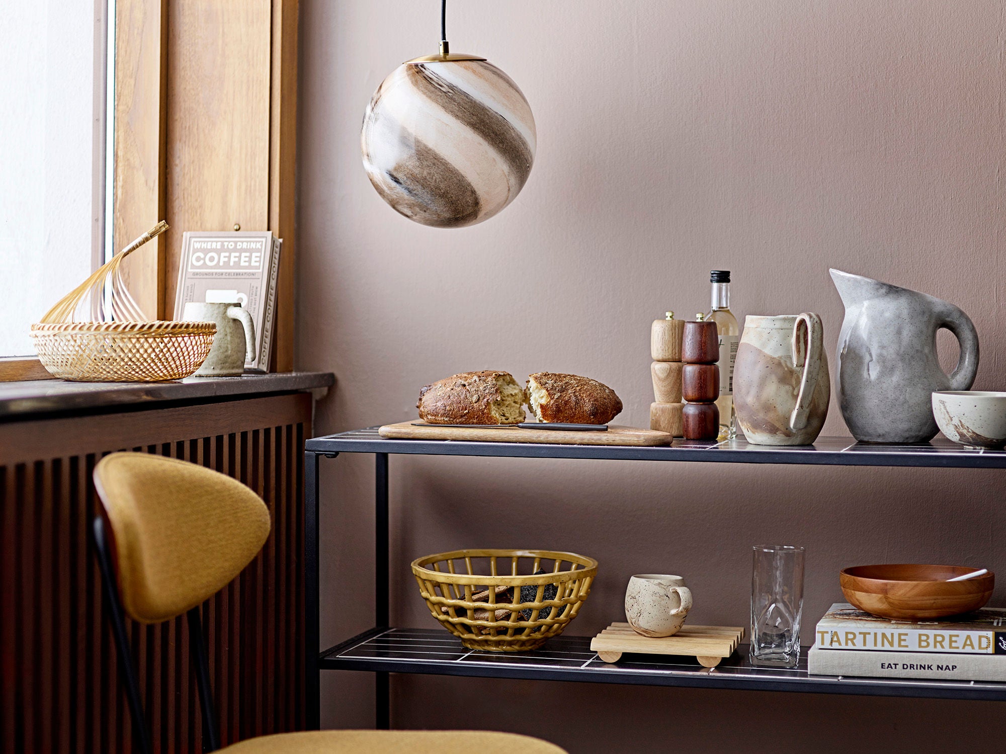 Bloomingville, table console june, Noir, Stone