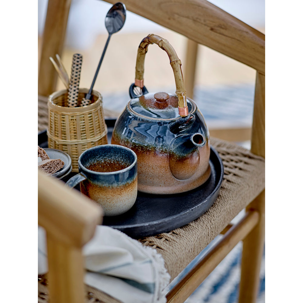 Bloomingville Aura Theepot met Afdruiprek, Blauw, Porselein