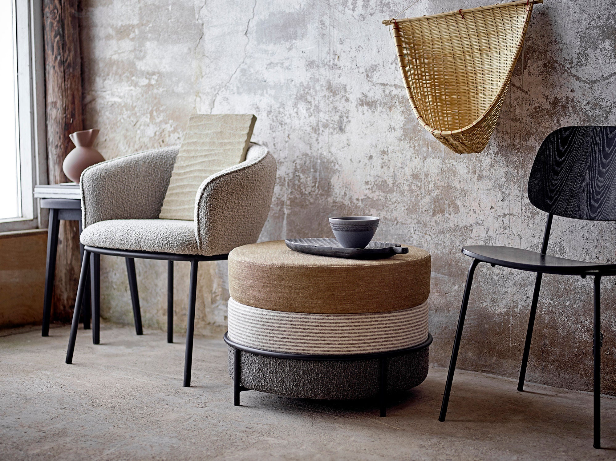 Bloomingville Silla de comedor Cortone, Gris, Poliéster