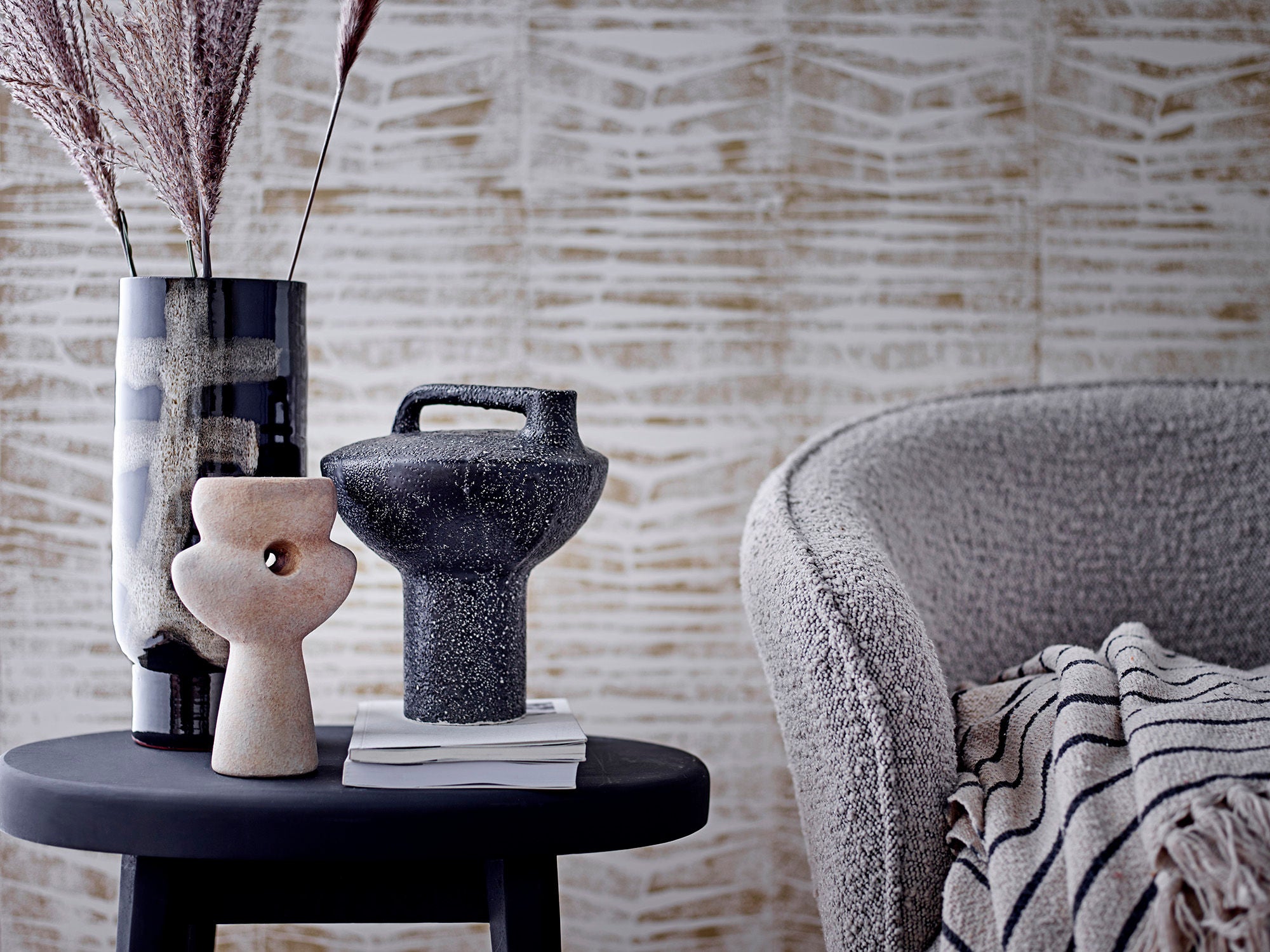 Bloomingville Silla de comedor Cortone, Gris, Poliéster