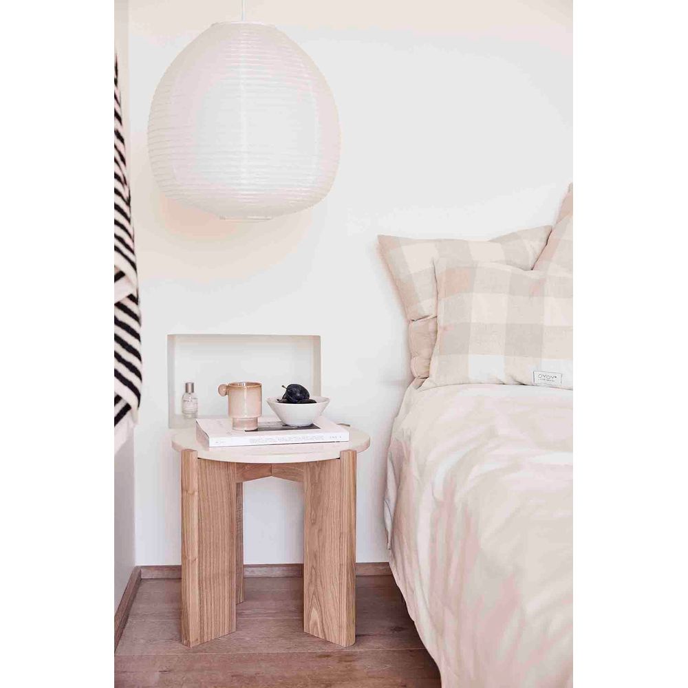 OYOY LIVING Lune Mesa de centro de mármol-Pequeño-Naturaleza/Blanco