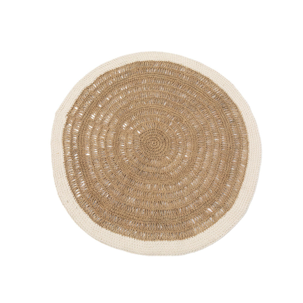 Bazar Bizarre Rond Seagrass & Coton Tapis-Blanc Naturel-100