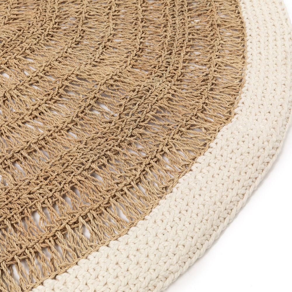 Bazar Bizarre Rond Seagrass & Coton Tapis-Blanc Naturel-100