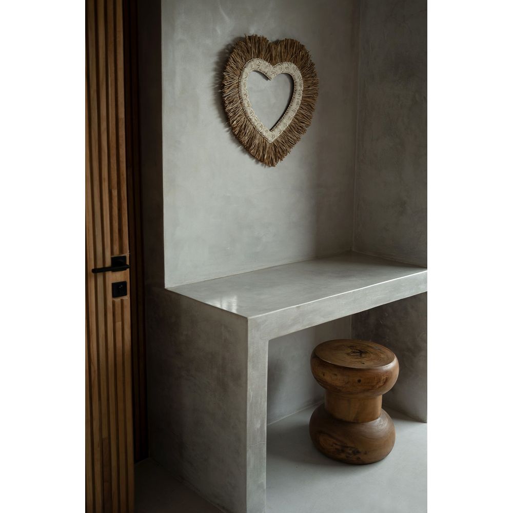 Bazar Bizar De Raffia Schelp Hart - Natuurlijk Wit - L