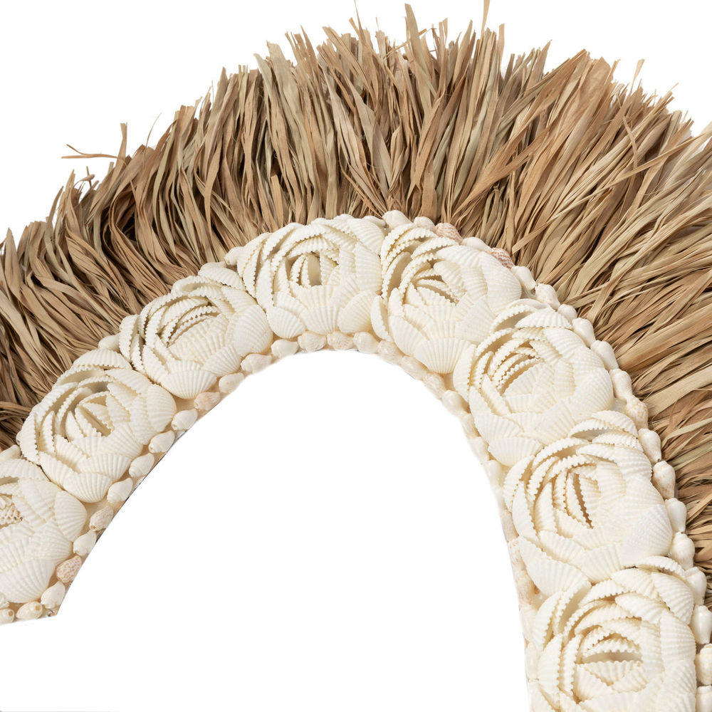 Bazar Bizar De Raffia Schelp Hart - Natuurlijk Wit - L