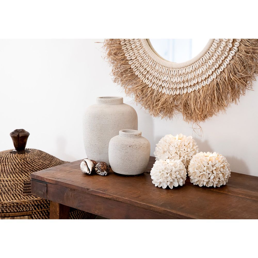 Bazar Bizar Le Miroir Raffia Cauris-Blanc Naturel