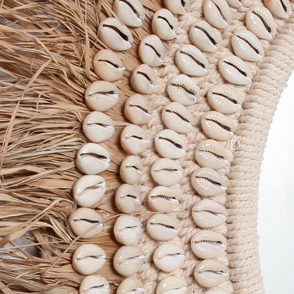 Bazar Bizar Le Miroir Raffia Cauris-Blanc Naturel
