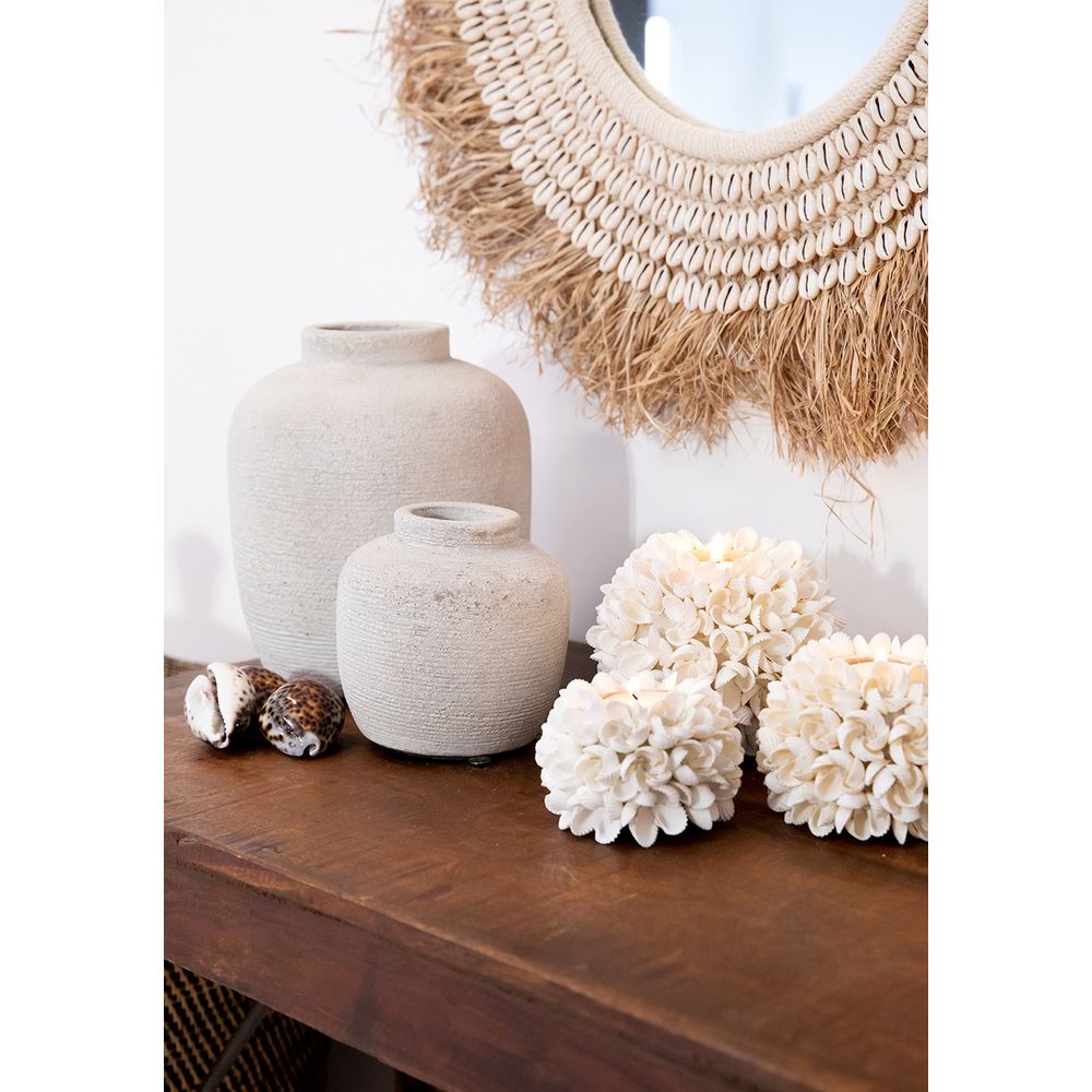 Bazar Bizar Le Miroir Raffia Cauris-Blanc Naturel