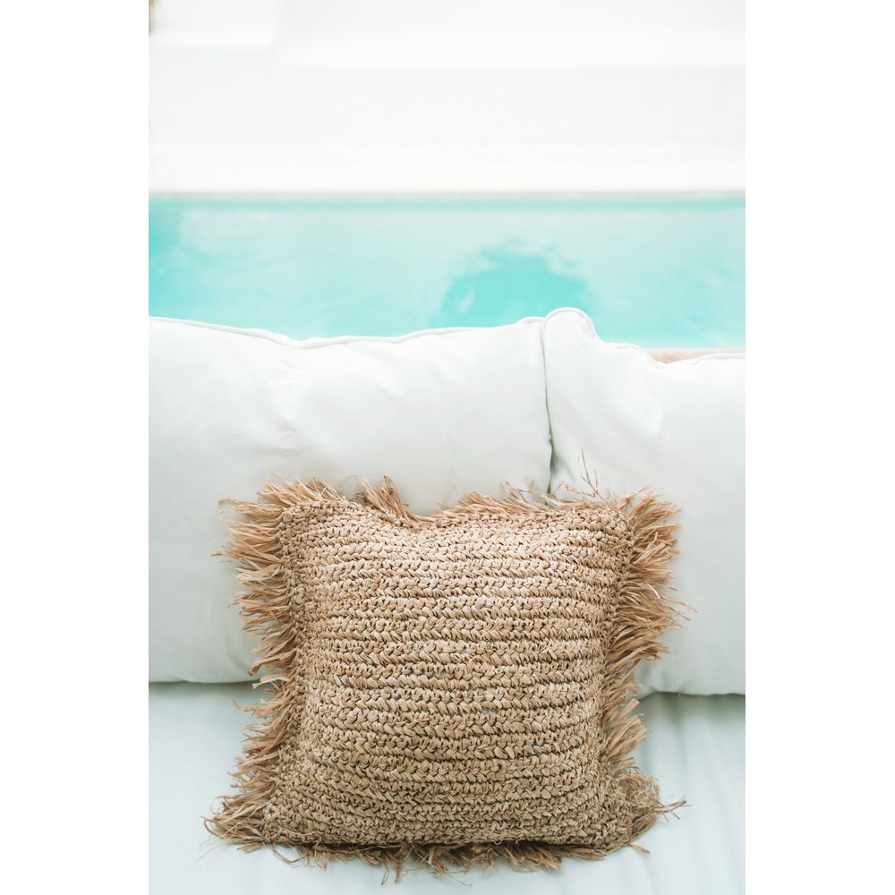 Bazar Bizar De Raffia Kussenhoes Vierkant - Natuurlijk - 40x40