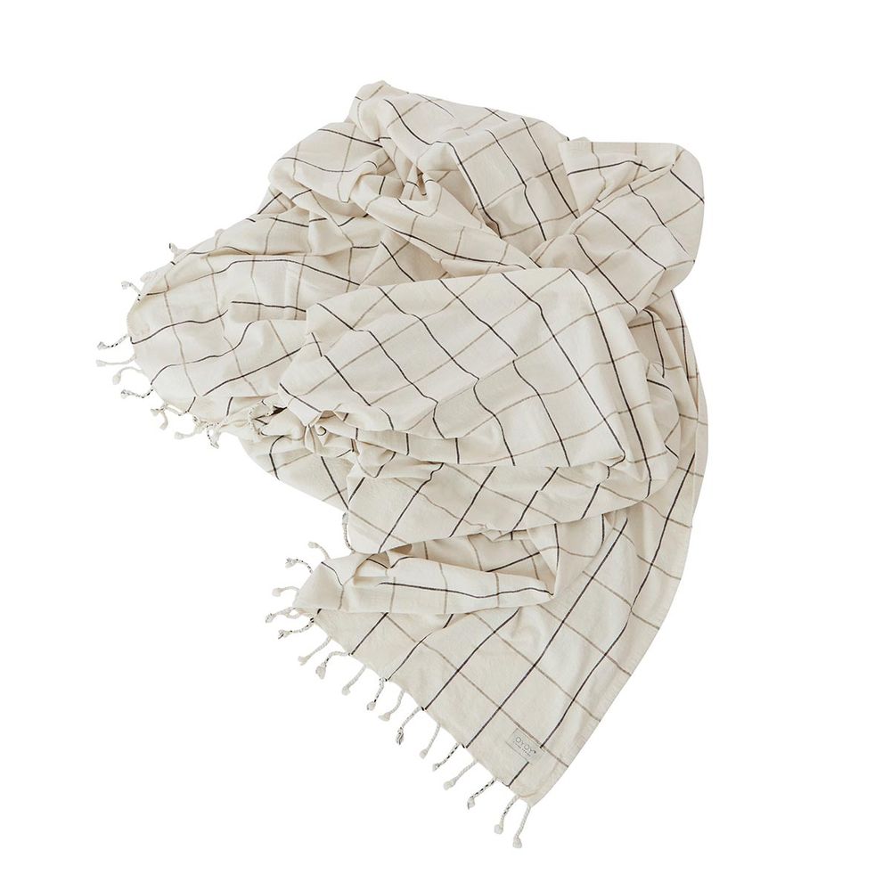 OYOY LIVING Gobi Cover-Grid-Off white/Anthrazit
