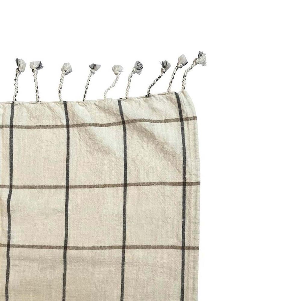 OYOY LIVING Gobi Cover-Grid-Off white/Anthrazit