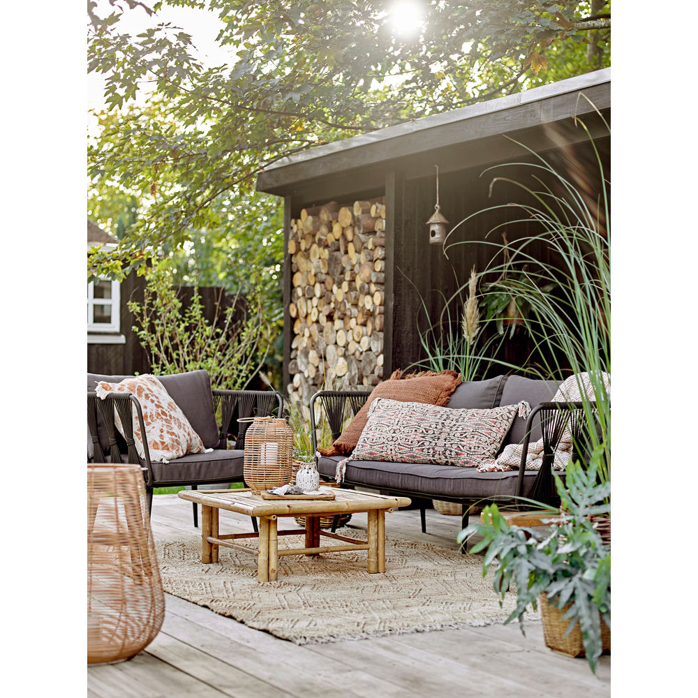 Bloomingville Sarona Linterna con/Vidrio, Naturaleza, Ratán