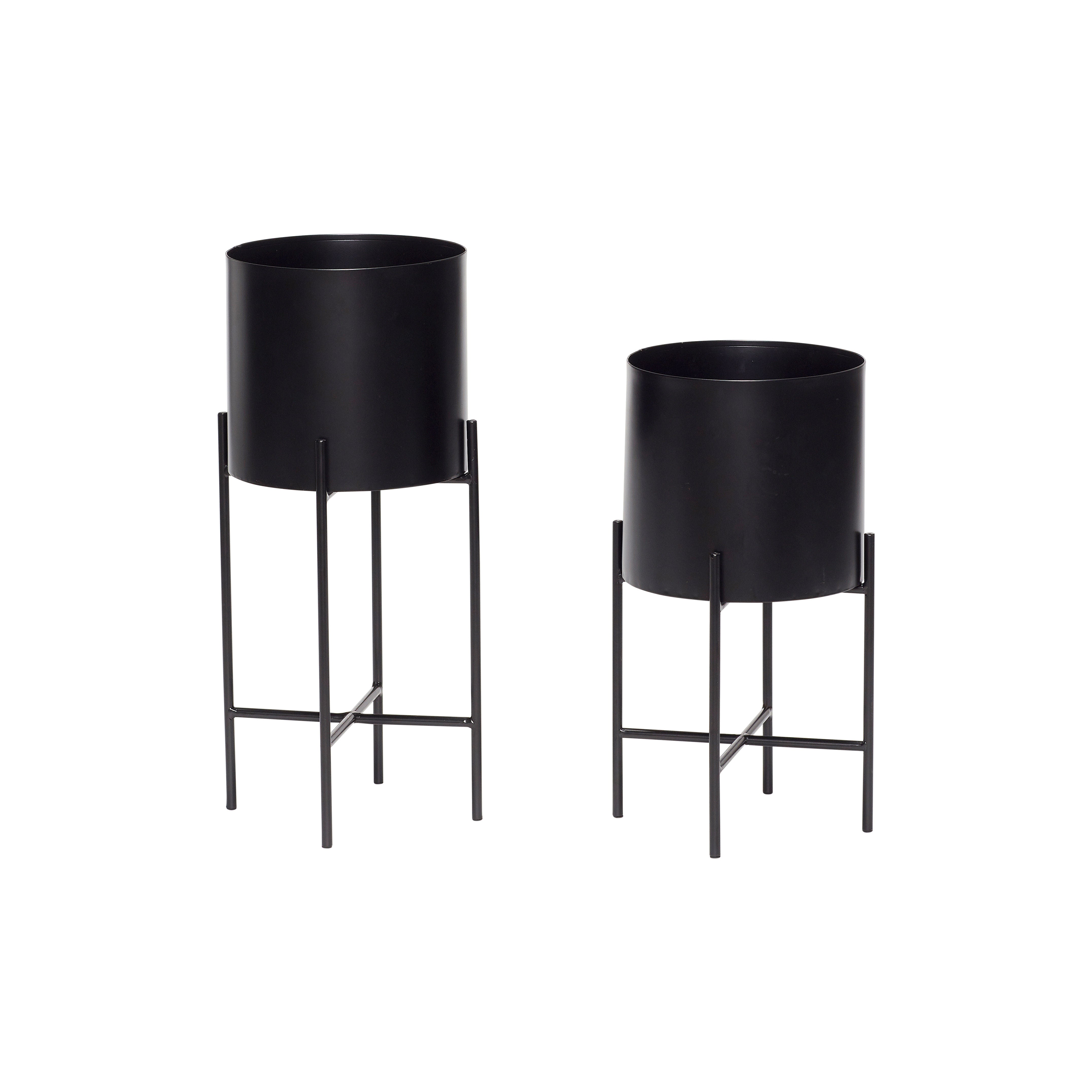 Hübsch Airy Pots Noir (lot de 2)