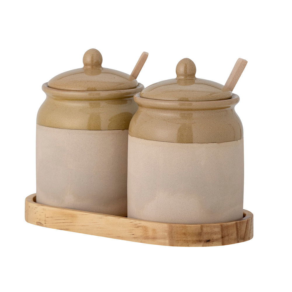 Kreative Kollektion Elaf Jar mit Deckel & Löffel, Braun, Steinzeug