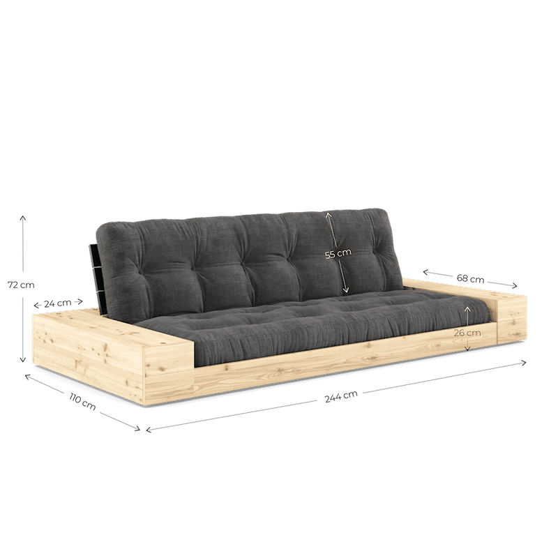 Karup Design BASE KLAR LACKIERT MIT 2 ZIJKANTEN KLAR MIT 5-LAGERN GEMISCHTER MATRATZE BEIGE