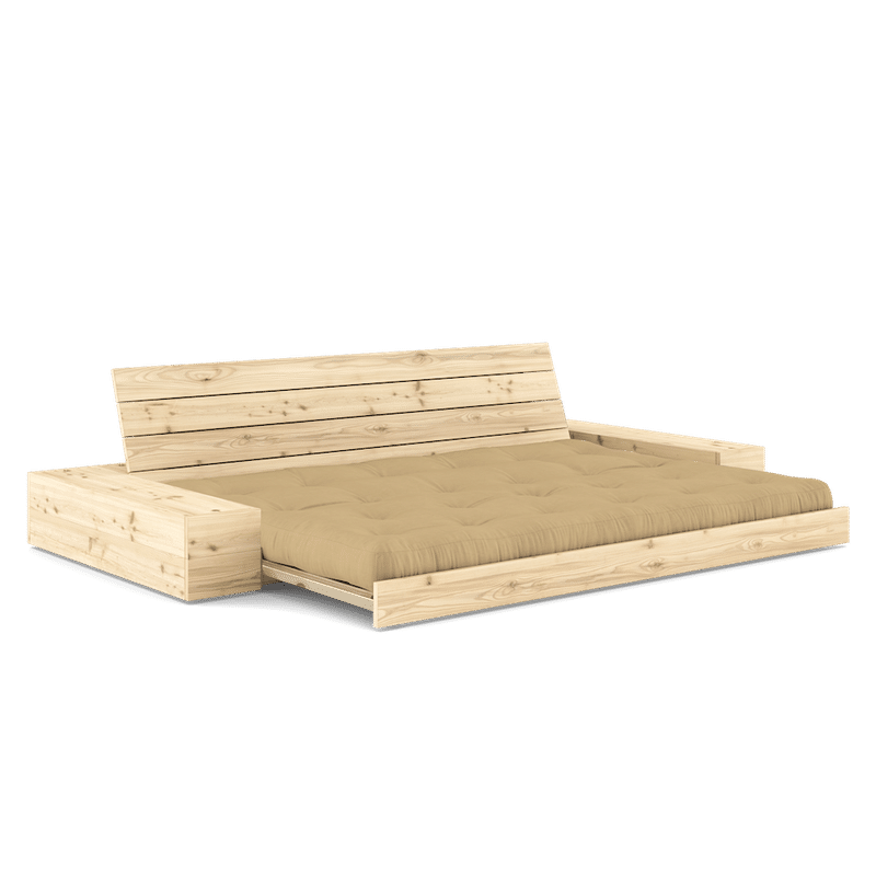 Karup Design BASE CLARO LACADO W. 2 CAJAS CLARAS W. COLCHÓN MIXTO 5 CAPAS TRIGO BEIGE