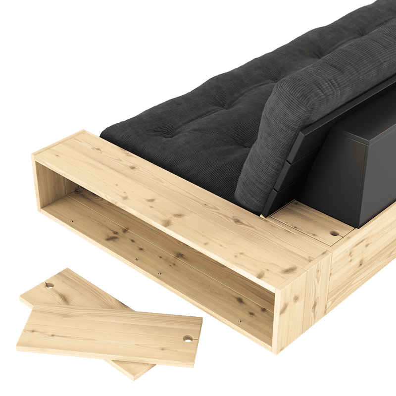 Karup Design BASE BLACK NIGHT LACKIERT MIT 2 ZIJKANTEN HELDER MIT 5-LAGER-MISCHMATRATZE HELLBLAU