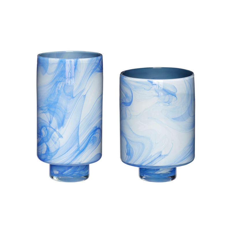 Hübsch Wolkenvazen Blauw/Wit (set van 2)