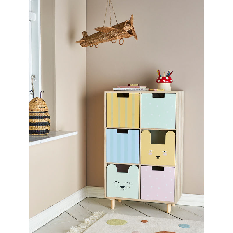 Bloomingville MINI Calle boekenkast met laden, Naturel, Hout