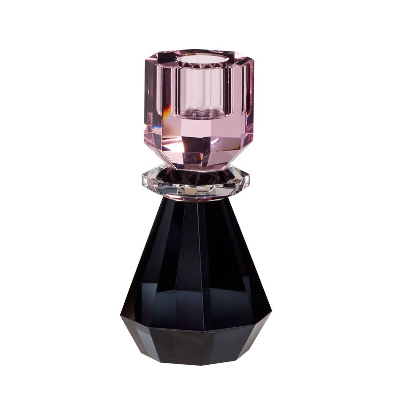 Hübsch Gem Candlestick Mittel Rosa/Schwarz