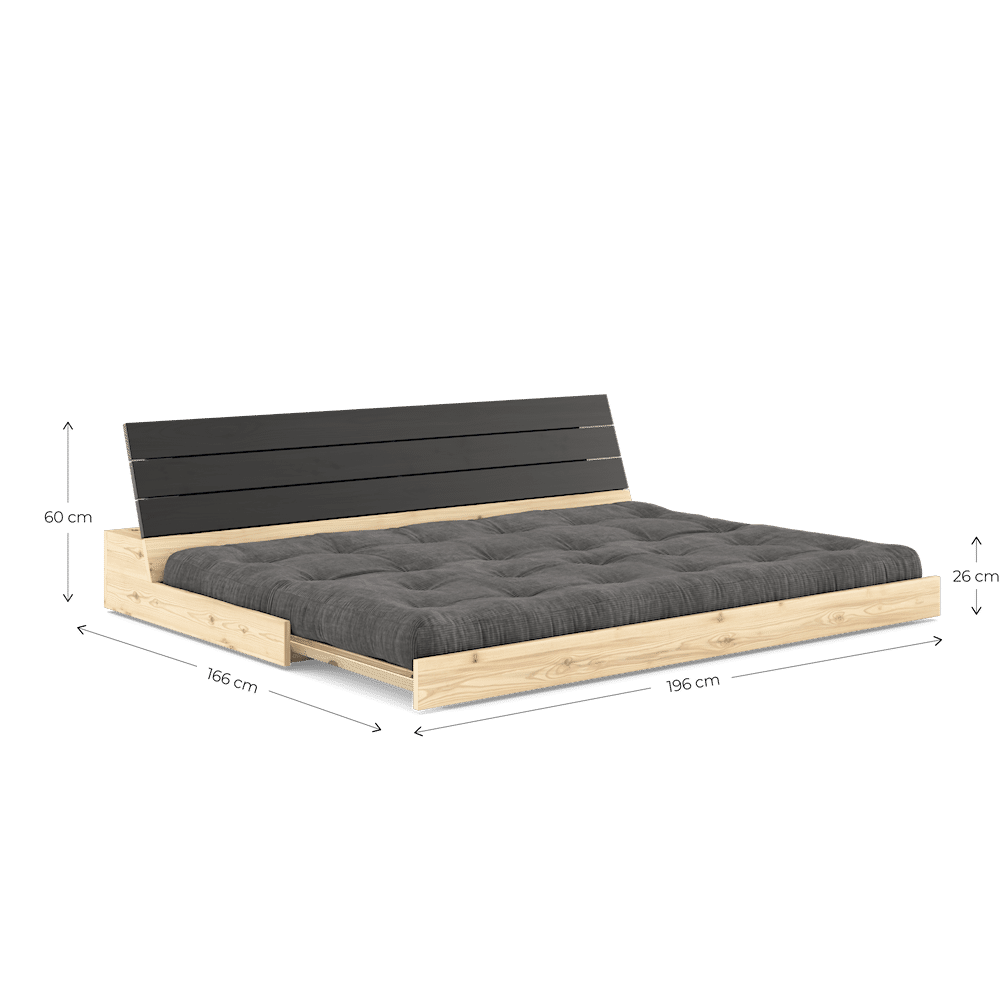 DESIGN BASE CLAIR LAQUÉ W. MATELAS MIXTE 5 COUCHES BRUN