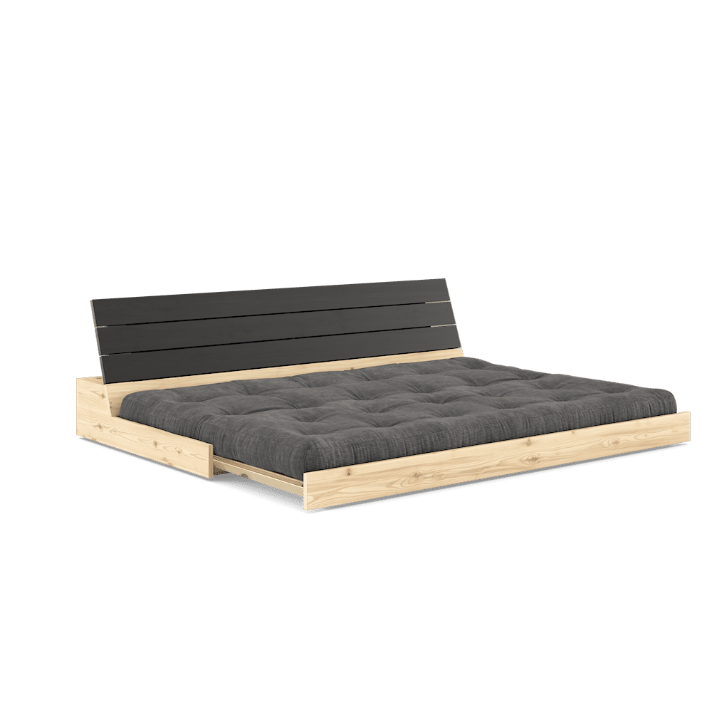 Karup Design BASE BLACK NIGHT LACQUERED W. 5-LAYER MIXED MATTRESS CHARCOAL