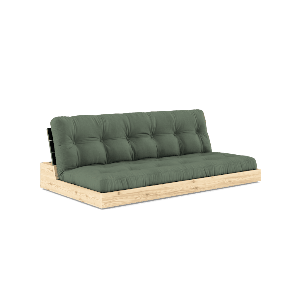 Karup Design BASE BLACK NIGHT LACQUERED W. 5-LAYER MIXED MATTRESS OLIVE GREEN