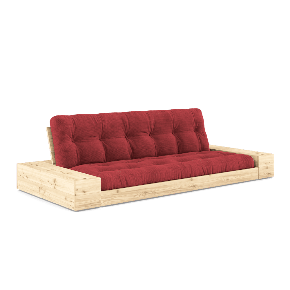 Karup Design BASE CLEAR LACQUERED W. 2 SIDEBOXES CLEAR W. 5-LAYER MIXED MATTRESS RUBY RED