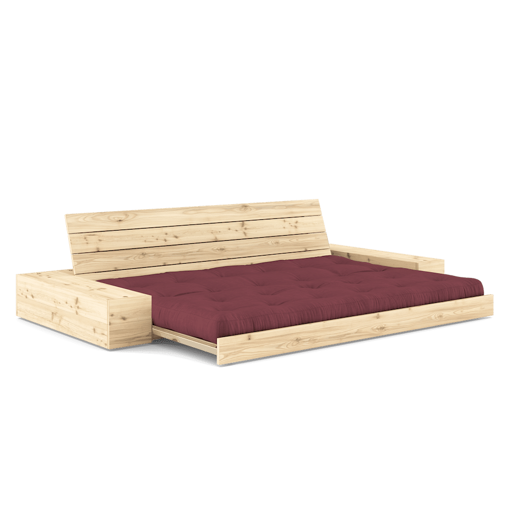 Karup Design BASE CLEAR LACQUERED W. 2 SIDEBOXES CLEAR W. 5-LAYER MIXED MATTRESS BORDEAUX