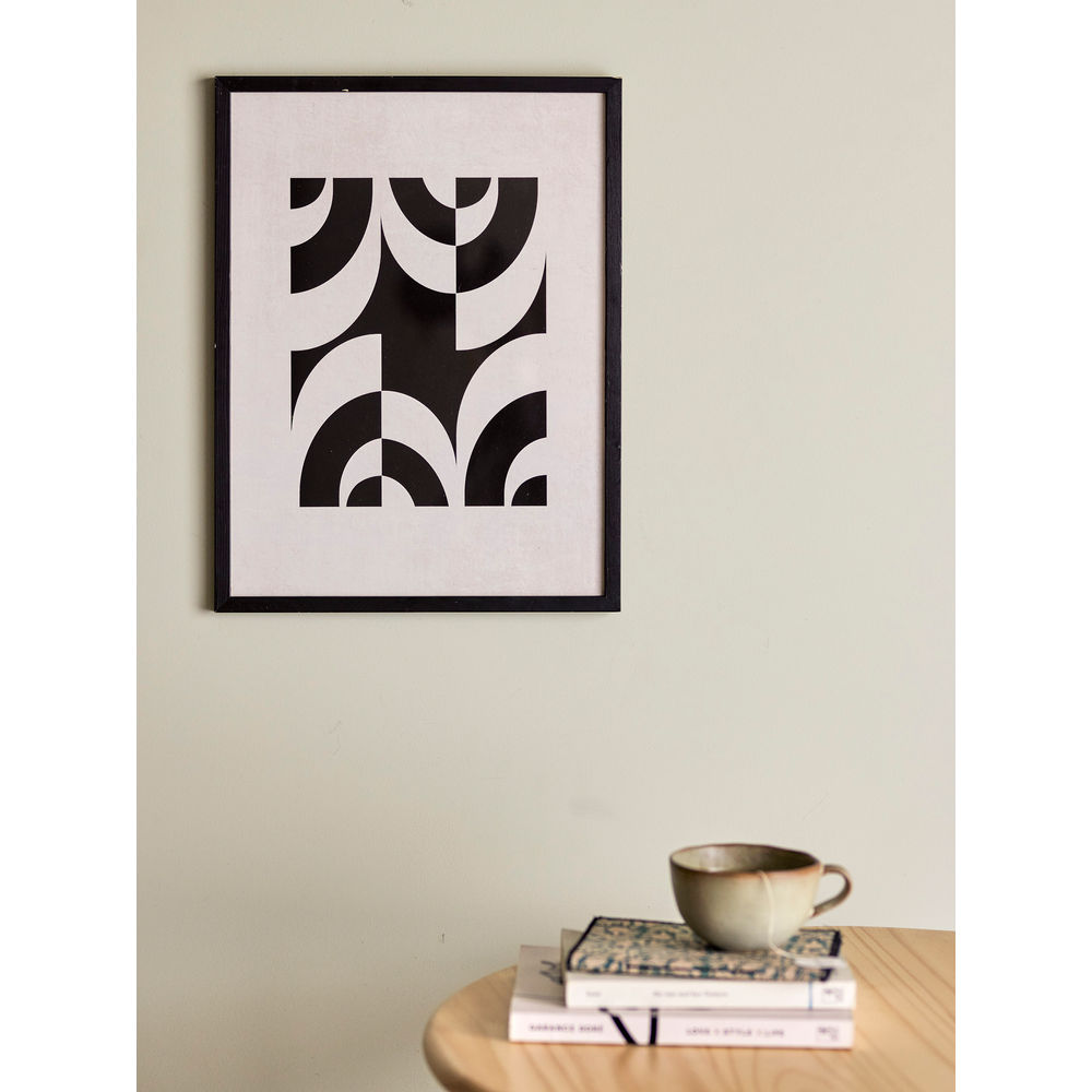 Bloomingville Mono Illustratie met Frame, Zwart, Grenen