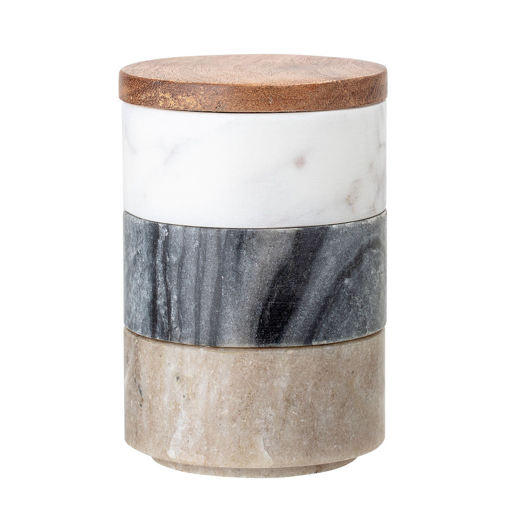 Creative Collection Mael Pot met Deksel, Wit, Marmer