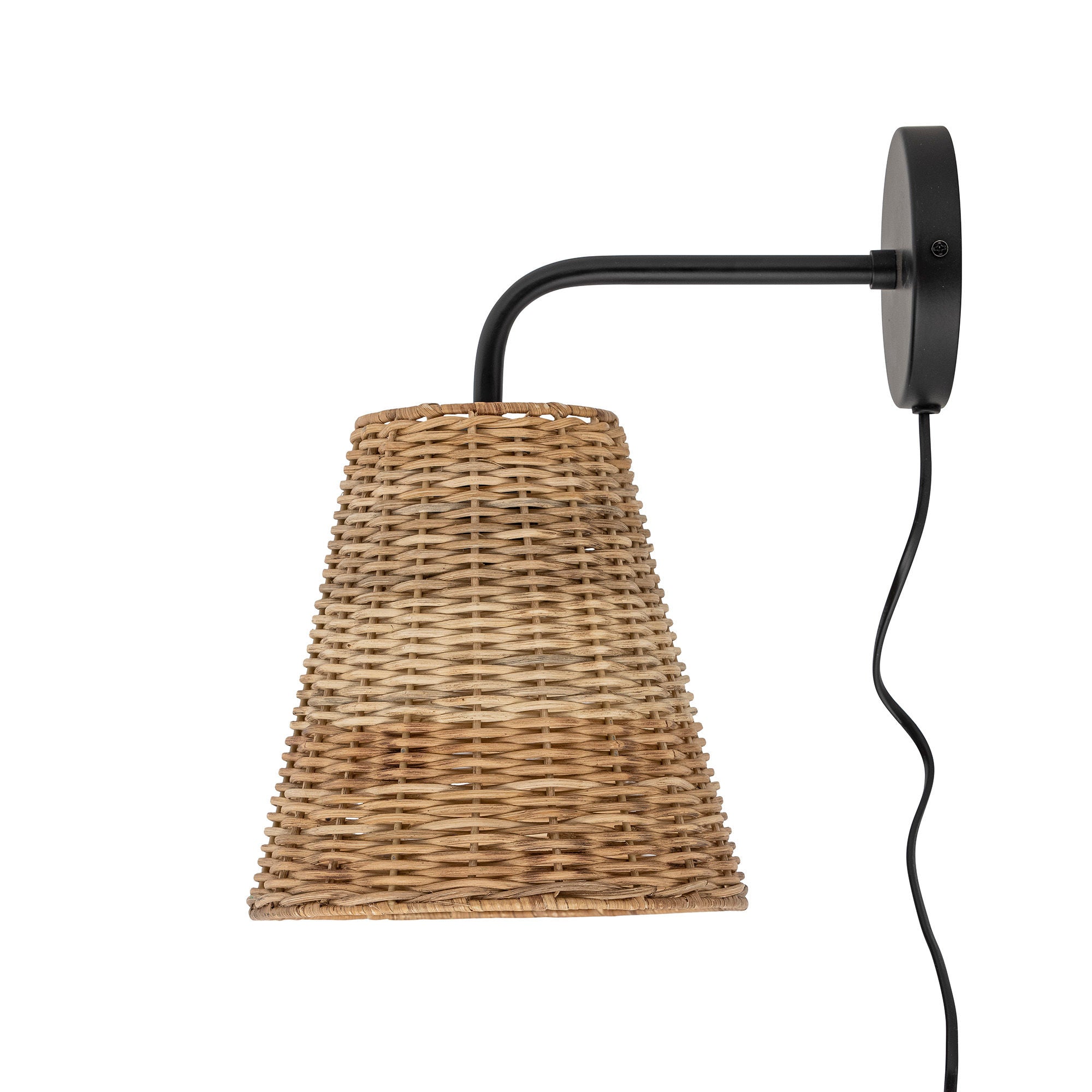 Bloomingville Lampe murale Thed, Noir, Rotin