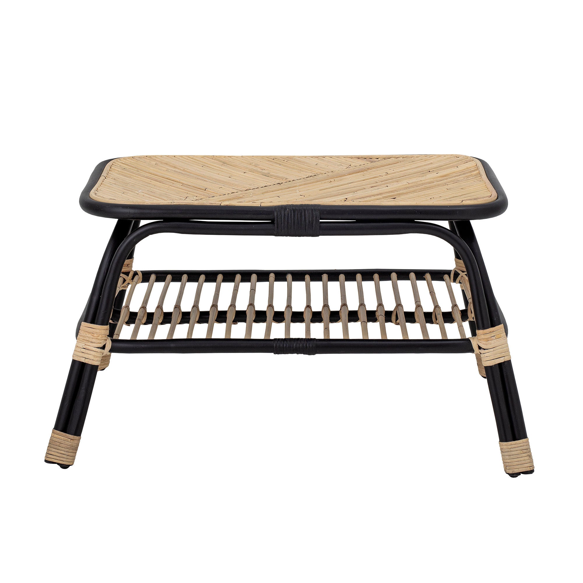 Bloomingville Table d'appoint Loue, Noir, Rotin