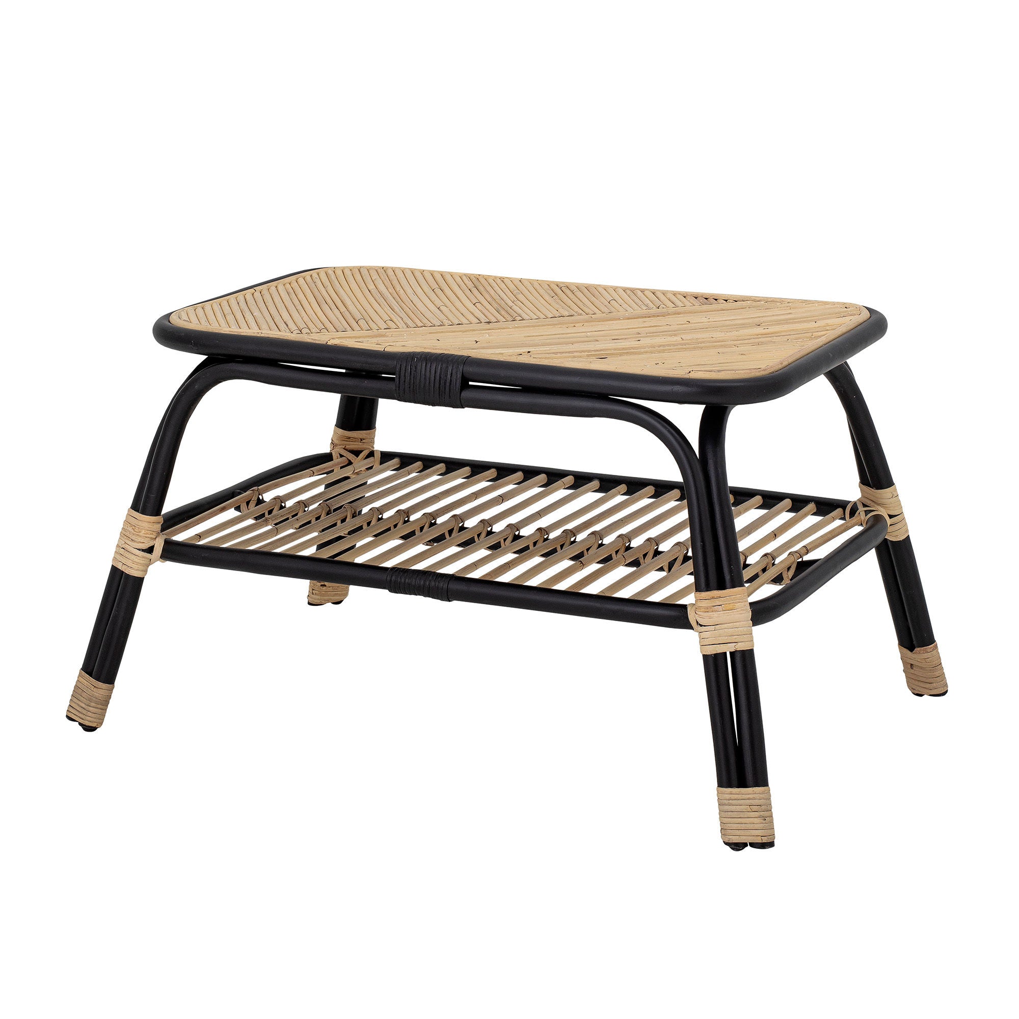 Bloomingville Table d'appoint Loue, Noir, Rotin