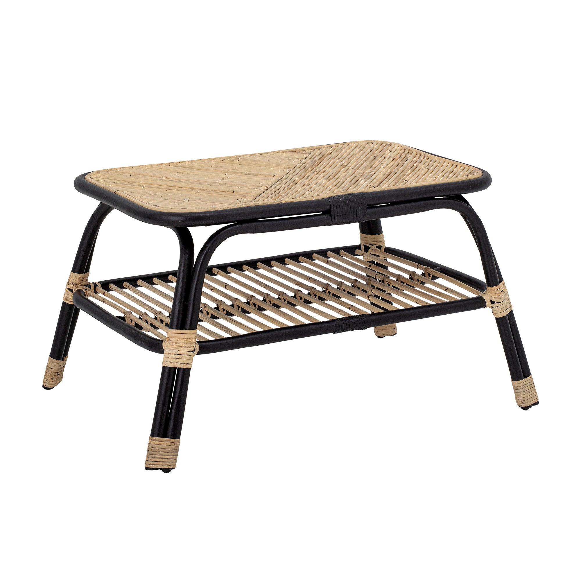 Bloomingville Table d'appoint Loue, Noir, Rotin