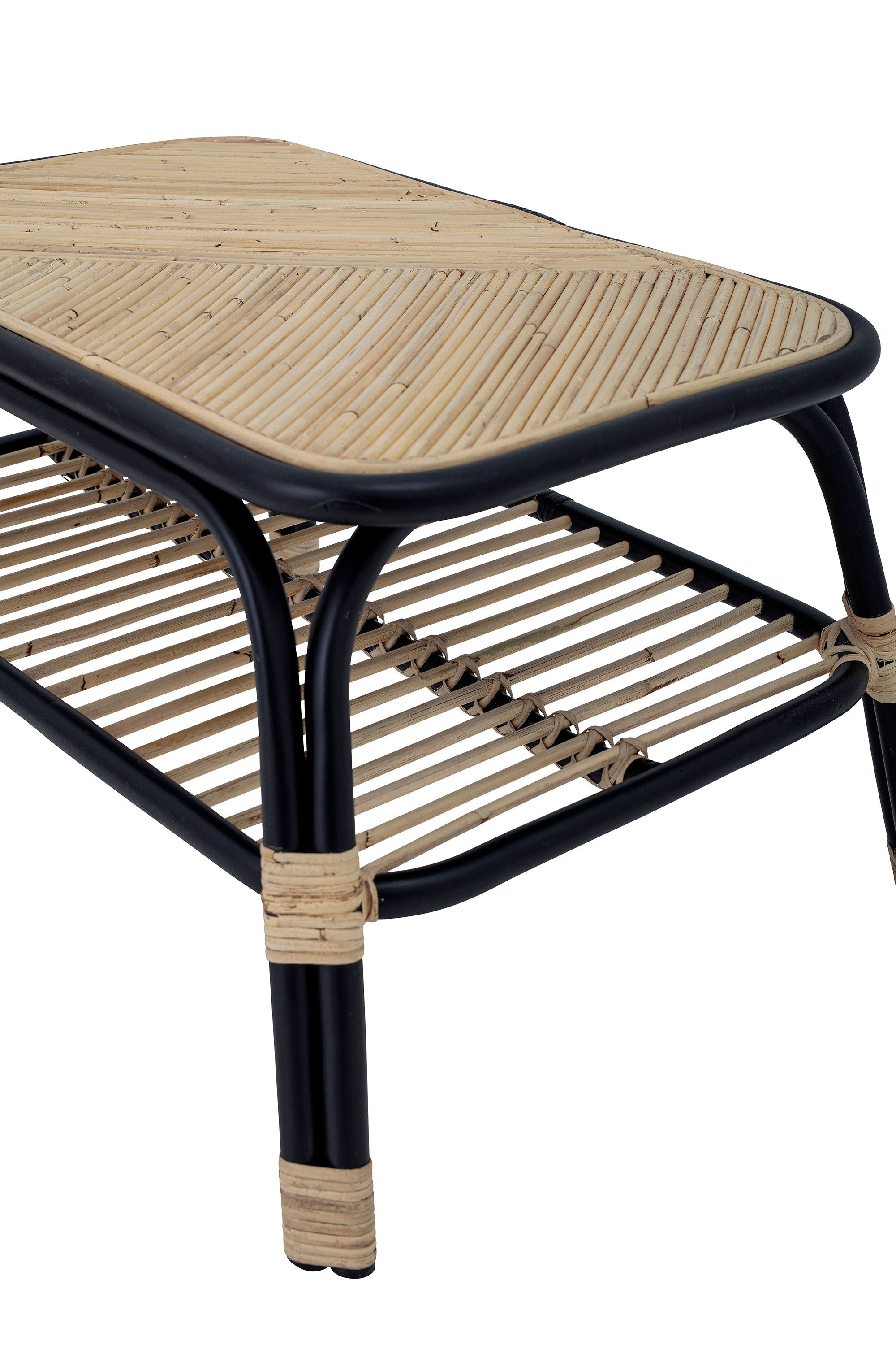 Bloomingville Table d'appoint Loue, Noir, Rotin