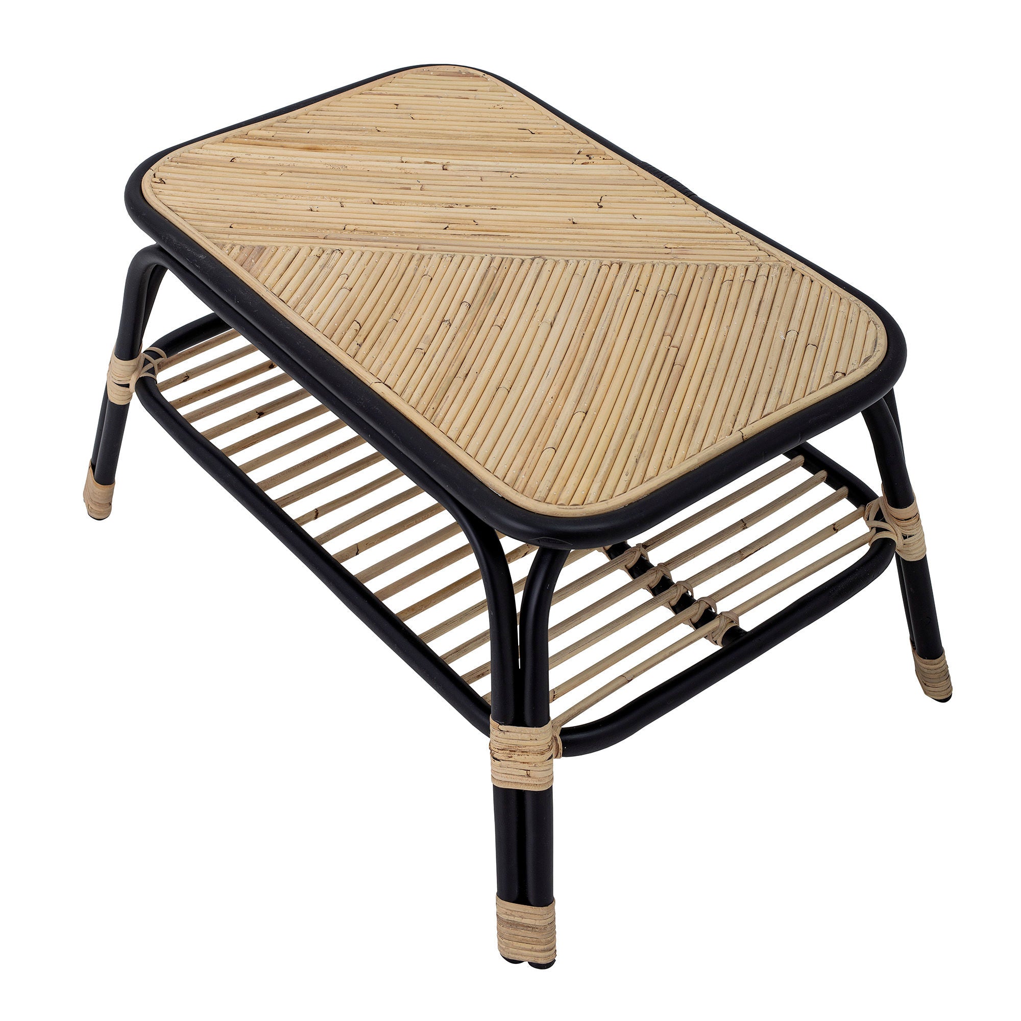 Bloomingville Table d'appoint Loue, Noir, Rotin