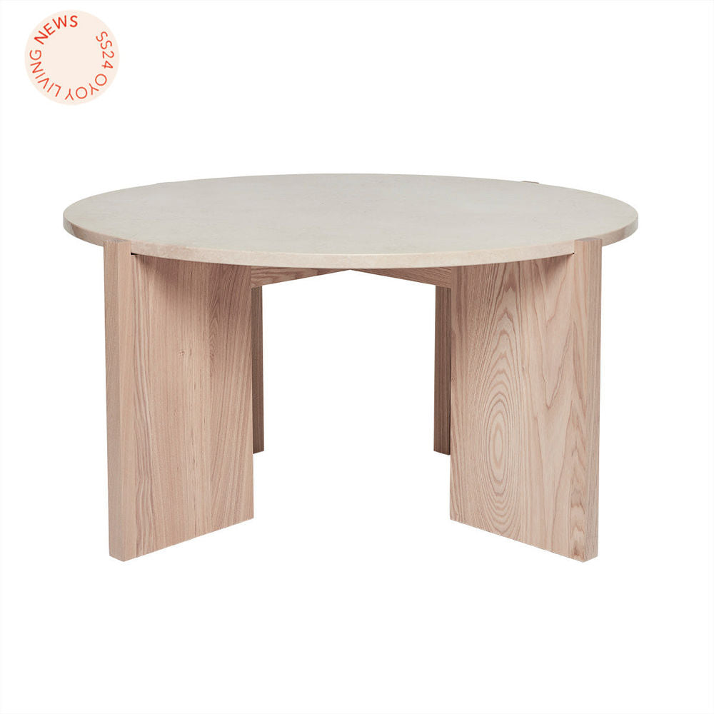 OYOY LIVING Table basse en marbre Lune-Grande nature/Blanc