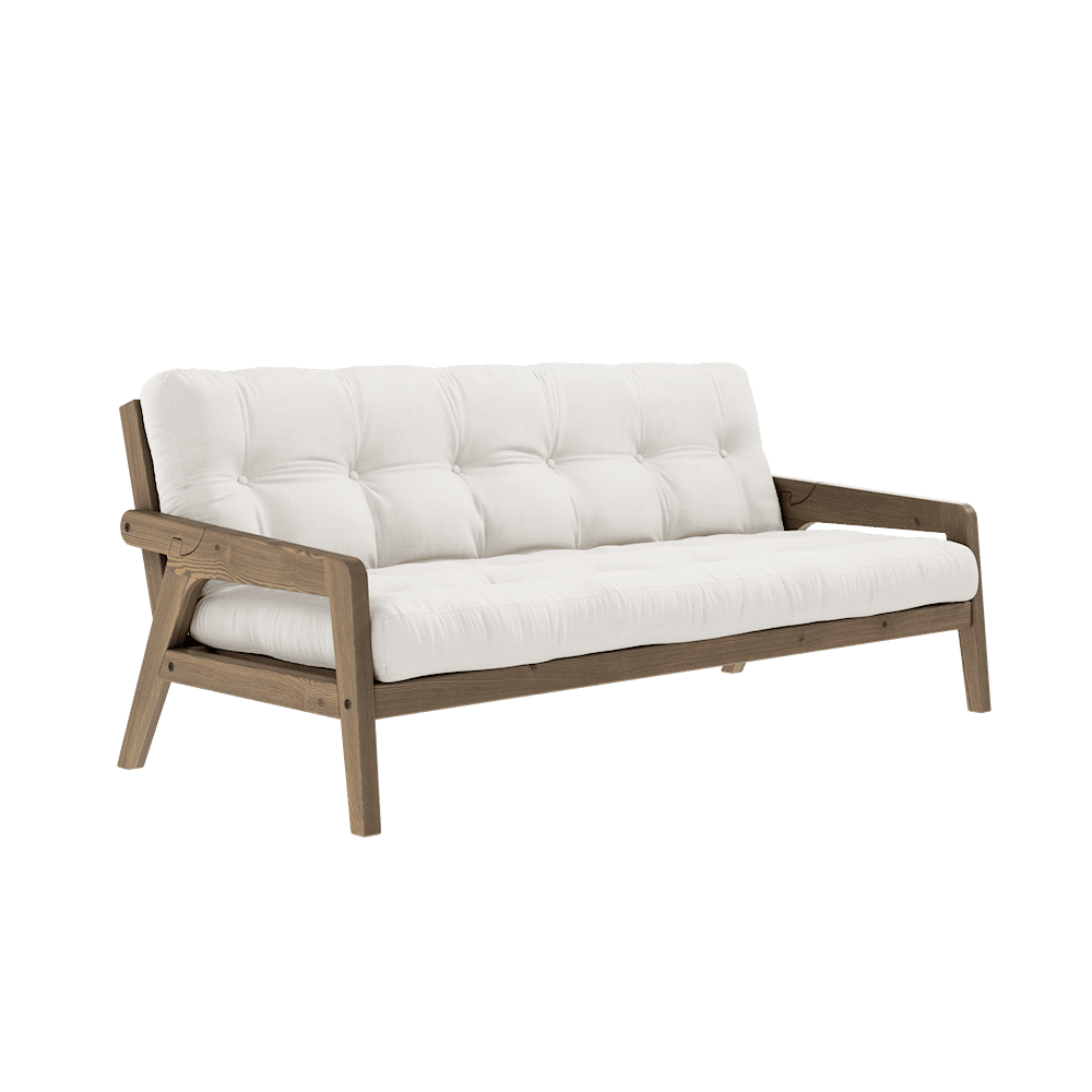 Design SAISIR CAROBE MARRON LAQUÉ W. MATELAS MIXTE 5 COUCHES NATUREL